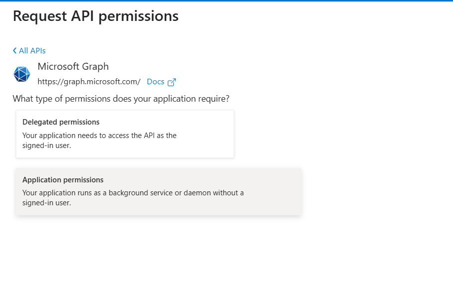 Choose Application Permission