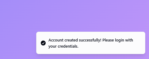 Account Created Success