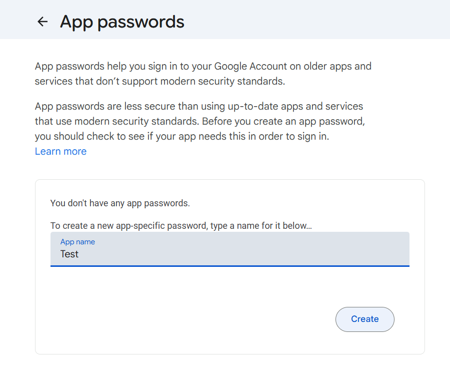 Give App Password Name