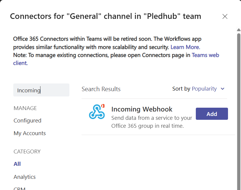 Search Incoming Webhook
