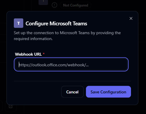 Teams Configuration Form